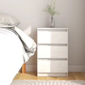 Mesita de noche madera maciza de pino blanca 40x29,5x64 cm de vidaXL, Mesitas de noche - Ref: Foro24-808085, Precio: 55,08 €,...