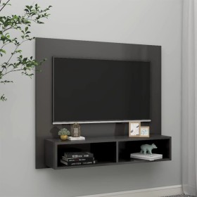 Glossy gray plywood wall TV cabinet 102x23.5x90 cm by vidaXL, TV Furniture - Ref: Foro24-808268, Price: 54,66 €, Discount: %