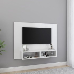 Glossy white plywood wall TV cabinet 120x23.5x90cm by vidaXL, TV Furniture - Ref: Foro24-808275, Price: 55,45 €, Discount: %