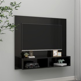 Glossy black plywood wall TV cabinet 102x23.5x90 cm by vidaXL, TV Furniture - Ref: Foro24-808267, Price: 47,32 €, Discount: %