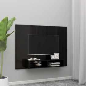 Wall-mounted TV unit in glossy black plywood 135x23.5x90 cm by vidaXL, TV Furniture - Ref: Foro24-808285, Price: 58,99 €, Dis...