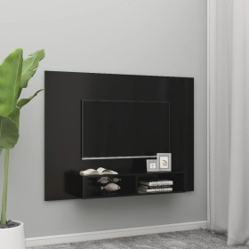 Black plywood wall TV cabinet 135x23.5x90 cm by vidaXL, TV Furniture - Ref: Foro24-808279, Price: 44,99 €, Discount: %