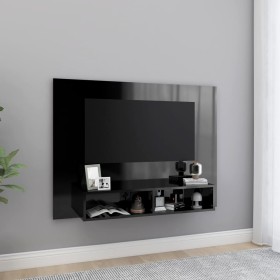 Glossy black plywood wall TV cabinet 120x23.5x90 cm by vidaXL, TV Furniture - Ref: Foro24-808276, Price: 40,72 €, Discount: %