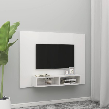 Glänzend weißer Wand-TV-Schrank aus Sperrholz, 135 x 23,5 x 90 cm von vidaXL, TV-Möbel - Ref: Foro24-808284, Preis: 53,99 €, ...