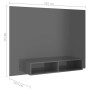 Glossy gray plywood wall TV cabinet 135x23.5x90 cm by vidaXL, TV Furniture - Ref: Foro24-808286, Price: 58,25 €, Discount: %