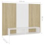 TV-Wandschrank aus Sperrholz in Weiß und Eiche, 120 x 23,5 x 90 cm von vidaXL, TV-Möbel - Ref: Foro24-808274, Preis: 61,75 €,...