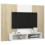 Mueble TV de pared contrachapado blanco y roble 135x23,5x90 cm de vidaXL, Muebles TV - Ref: Foro24-808283, Precio: 63,32 €, D...