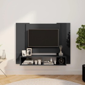 Wand-TV-Schrank aus glänzend grauem Sperrholz, 120 x 23,5 x 90 cm von vidaXL, TV-Möbel - Ref: Foro24-808295, Preis: 53,99 €, ...