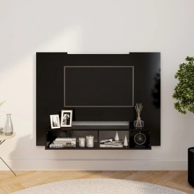 Black plywood wall TV cabinet 120x23.5x90 cm by vidaXL, TV Furniture - Ref: Foro24-808288, Price: 48,99 €, Discount: %