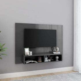 Glossy gray plywood wall TV cabinet 120x23.5x90 cm by vidaXL, TV Furniture - Ref: Foro24-808277, Price: 59,07 €, Discount: %