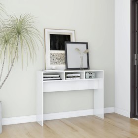 Glossy white engineered wood console table 105x30x80 cm by vidaXL, Side tables - Ref: Foro24-808311, Price: 54,55 €, Discount: %