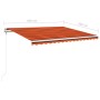 Toldo automático LED sensor de viento naranja marrón 450x350 cm de vidaXL, Toldos - Ref: Foro24-3069015, Precio: 704,90 €, De...