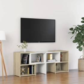 Mueble de TV madera contrachapada blanco y roble 104x30x52 cm de vidaXL, Muebles TV - Ref: Foro24-808355, Precio: 54,97 €, De...