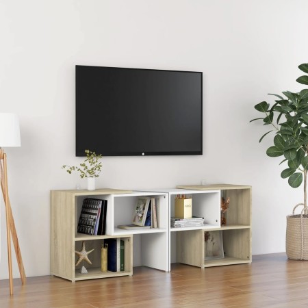 White and oak plywood TV cabinet 104x30x52 cm by vidaXL, TV Furniture - Ref: Foro24-808355, Price: 54,97 €, Discount: %