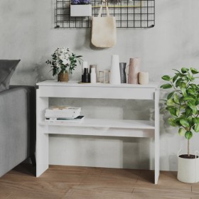 Glossy white plywood console table 102x30x80 cm by vidaXL, Side tables - Ref: Foro24-808329, Price: 65,56 €, Discount: %