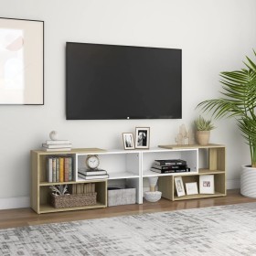 White and oak plywood TV cabinet 149x30x52 cm by vidaXL, TV Furniture - Ref: Foro24-808364, Price: 91,99 €, Discount: %