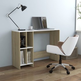 White and oak plywood notebook desk 102.5x35x75 cm by vidaXL, Desks - Ref: Foro24-808346, Price: 71,66 €, Discount: %