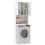 Glossy white washing machine cabinet 64x25.5x190 cm by vidaXL, Accessories for washing machines and dryers - Ref: Foro24-8084...