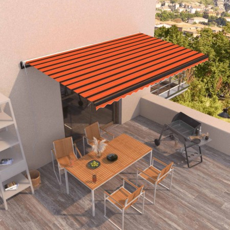 Orange and brown automatic retractable awning 500x350 cm by vidaXL, Awnings - Ref: Foro24-3069230, Price: 605,65 €, Discount: %