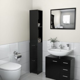 Armario de baño madera contrachapada negro 25x26,5x170 cm de vidaXL, Muebles de baño - Ref: Foro24-808432, Precio: 69,99 €, D...