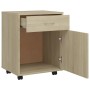 Wardrobe with wheels Sonoma oak plywood 45x38x54cm by vidaXL, Lockers and storage cabinets - Ref: Foro24-808443, Price: 53,89...