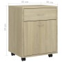 Wardrobe with wheels Sonoma oak plywood 45x38x54cm by vidaXL, Lockers and storage cabinets - Ref: Foro24-808443, Price: 53,89...