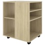 Wardrobe with wheels Sonoma oak plywood 60x53x72cm by vidaXL, Lockers and storage cabinets - Ref: Foro24-808461, Price: 84,10...