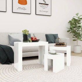 Stackable coffee tables 3 pieces glossy white plywood by vidaXL, Coffee table - Ref: Foro24-808546, Price: 58,52 €, Discount: %