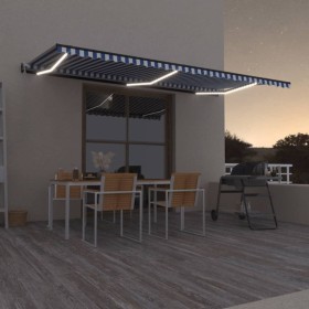 Toldo automático LED sensor de viento azul y blanco 600x350 cm de vidaXL, Toldos - Ref: Foro24-3069251, Precio: 796,99 €, Des...