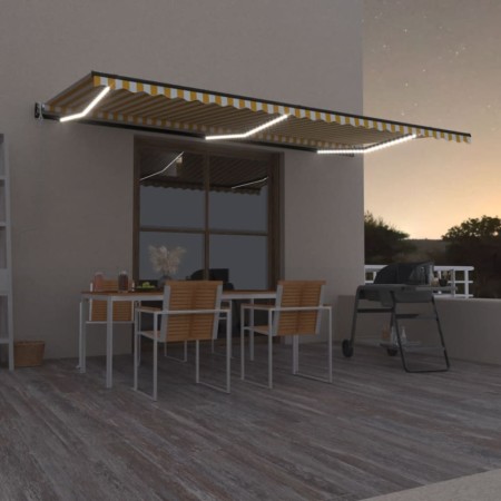 Toldo automático LED sensor de viento amarillo blanco 600x350cm de vidaXL, Toldos - Ref: Foro24-3069253, Precio: 979,07 €, De...