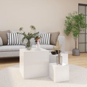 Side tables 3 pieces glossy white plywood by vidaXL, Side tables - Ref: Foro24-808591, Price: 114,76 €, Discount: %