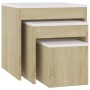 3-piece stackable tables in white Sonoma oak plywood by vidaXL, Side tables - Ref: Foro24-808599, Price: 51,56 €, Discount: %