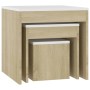 3-piece stackable tables in white Sonoma oak plywood by vidaXL, Side tables - Ref: Foro24-808599, Price: 51,56 €, Discount: %