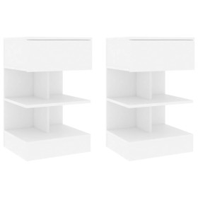 Mesitas de noche 2 uds madera contrachapada blanco 40x35x65 cm de vidaXL, Mesitas de noche - Ref: Foro24-808649, Precio: 73,7...