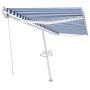 Automatic awning LED wind sensor blue and white 500x350 cm by vidaXL, Awnings - Ref: Foro24-3069671, Price: 813,73 €, Discoun...