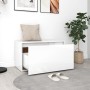 Engineered wood hallway bench in glossy white, measuring 80x40x45 cm. by vidaXL, Benches for halls and storage - Ref: Foro24-...