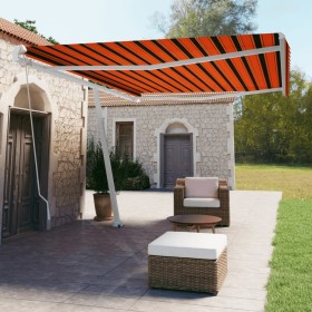 Orange and brown manual retractable foot awning 500x350 cm by vidaXL, Awnings - Ref: Foro24-3069660, Price: 546,53 €, Discoun...