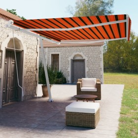 Toldo de pie retráctil manual naranja y marrón 450x350 cm de vidaXL, Toldos - Ref: Foro24-3069640, Precio: 509,99 €, Descuent...