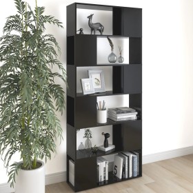 Glossy black plywood separator bookcase 80x24x186 cm by vidaXL, Bookcases and shelves - Ref: Foro24-809159, Price: 82,99 €, D...