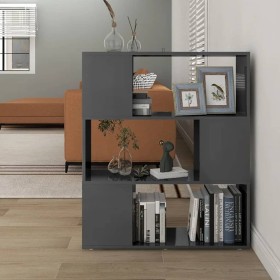 Glossy gray plywood separator bookcase 80x24x94 cm by vidaXL, Bookcases and shelves - Ref: Foro24-809133, Price: 45,99 €, Dis...