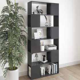 Glossy gray plywood bookcase separator 80x24x186cm by vidaXL, Bookcases and shelves - Ref: Foro24-809160, Price: 85,99 €, Dis...