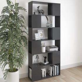 Librería separador madera contrachapada gris 80x24x186 cm de vidaXL, Librerías y estanterías - Ref: Foro24-809154, Precio: 91...