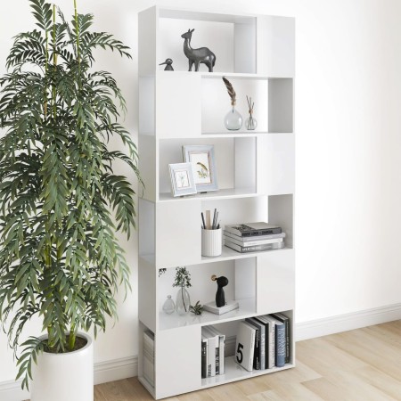 Librería separador contrachapada blanco brillante 80x24x186 cm de vidaXL, Librerías y estanterías - Ref: Foro24-809158, Preci...