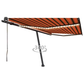 Automatic awning with wind sensor LED orange brown 450x350 cm by vidaXL, Awnings - Ref: Foro24-3069855, Price: 759,99 €, Disc...