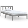 Estructura de cama madera maciza de pino gris 75x190 cm de vidaXL, Camas y somieres - Ref: Foro24-810044, Precio: 77,99 €, De...