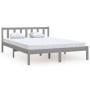 Solid gray pine wood bed frame 160x200 cm by vidaXL, Beds and slatted bases - Ref: Foro24-810094, Price: 115,51 €, Discount: %