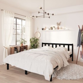 Solid black pine wood bed frame 135x190 cm by vidaXL, Beds and slatted bases - Ref: Foro24-810061, Price: 98,32 €, Discount: %