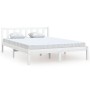 Estructura de cama de madera de pino maciza blanca 140x190 cm de vidaXL, Camas y somieres - Ref: Foro24-810063, Precio: 94,09...