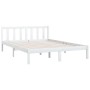 Estructura de cama de madera de pino maciza blanca 140x190 cm de vidaXL, Camas y somieres - Ref: Foro24-810063, Precio: 94,09...