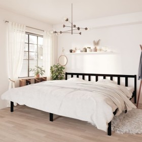 Solid black pine wood bed frame 200x200 cm by vidaXL, Beds and slatted bases - Ref: Foro24-810106, Price: 128,70 €, Discount: %